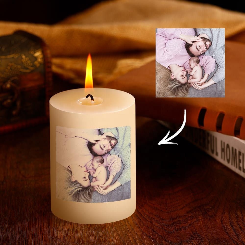Personalized Photo Pillar Candles Custom Logo Candles Luxury Gift Photo Candle Customized Gift Home Decor Wedding Gift Anniversary Gift