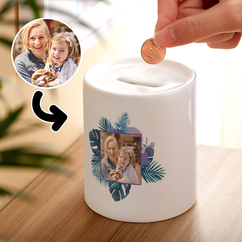 Personalized White Money Box Coin Bank Custom Logo Tin Piggy Bank Money Coin Box Kid Adults Ceramic Piggy Bank Gift for Kids