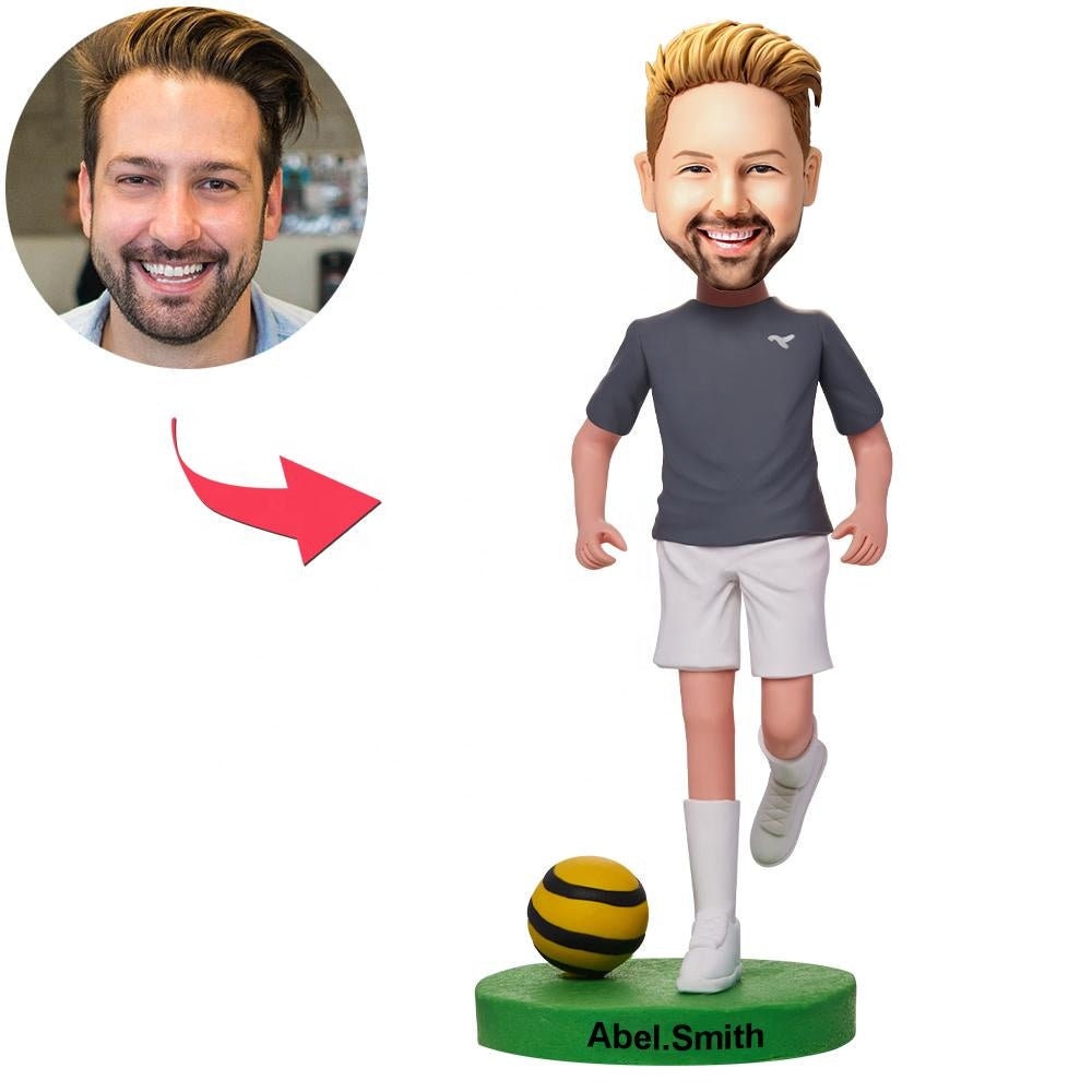 Personalized Bobblehead Figurine Bespoke Sculpture Polymer Clay Figures From Photos Gift Football Player Bobbleheads Handmade Clay Soccer