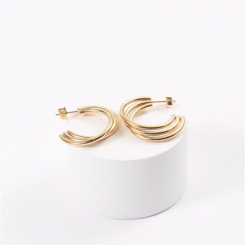 2 Pairs Earrings Famous Brands Metal Circle Stylish Western Earrings Temperament Trendy 18K Gold Woman Ear Ring Wedding Anniversary Gift