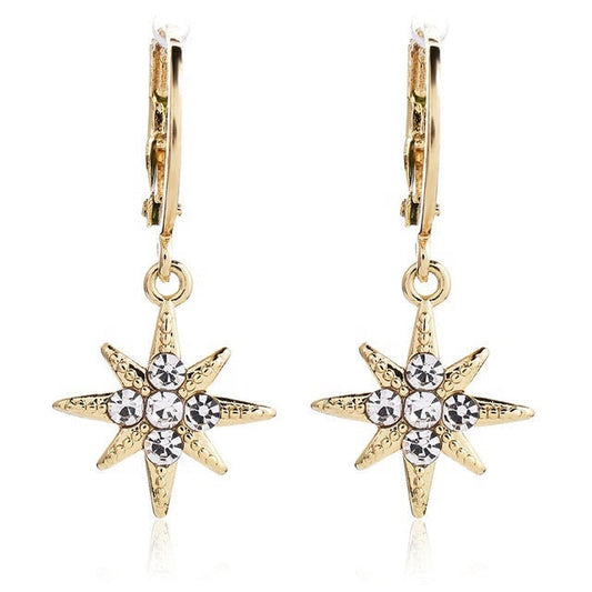 2 Pairs Star Hoop Earrings Jewelry Women Micro Inlaid Six-Pointed Star Stylish Hoop Drop Earrings Huggie Hoops Zircon Earrings Gifts for her