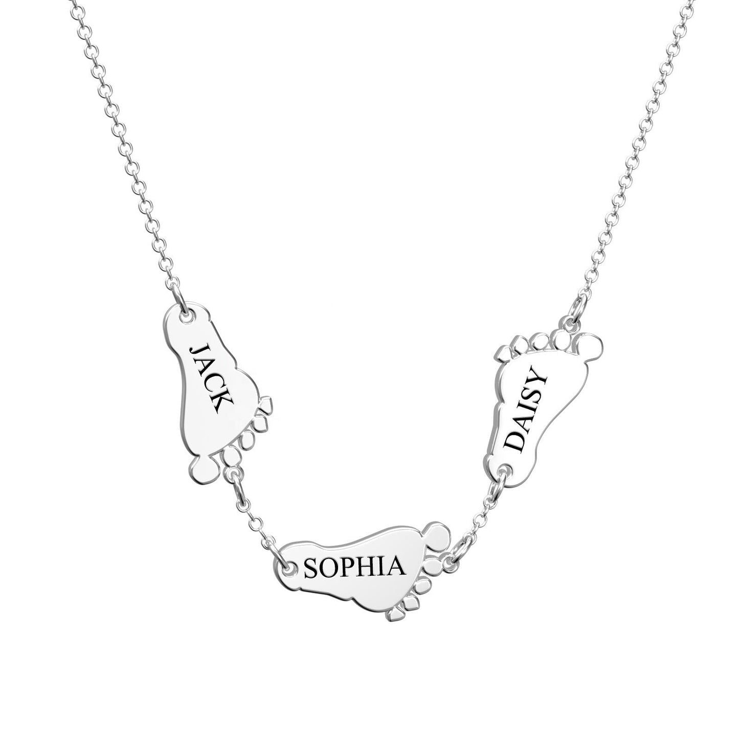 Personalized Engraved Baby Feet Name Necklace Custom Engravable Necklace Personalized Footprints Necklaces Children Names For Mom Custom