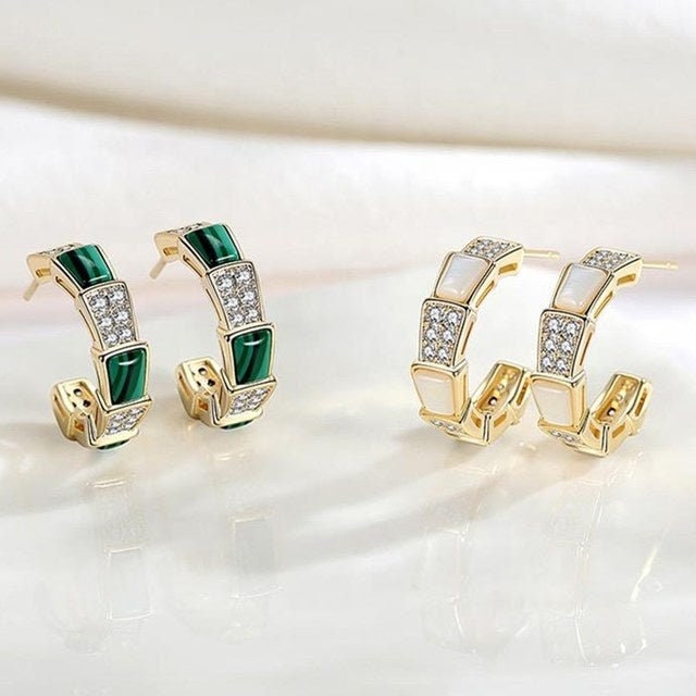 Zircon Stone C-Shaped Open Hoop Earrings C-Shaped Half Ear Hoop Earrings Shell Earring Half Open Zircon Hoop Earrings Gift For Women