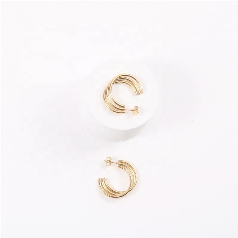 2 Pairs Earrings Famous Brands Metal Circle Stylish Western Earrings Temperament Trendy 18K Gold Woman Ear Ring Wedding Anniversary Gift