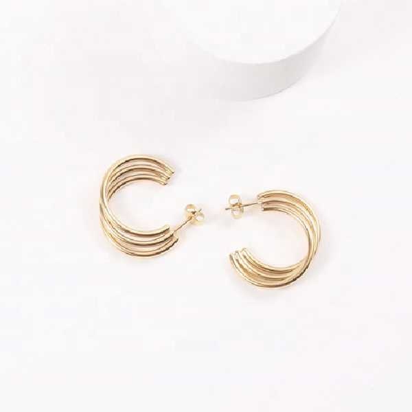 2 Pairs Earrings Famous Brands Metal Circle Stylish Western Earrings Temperament Trendy 18K Gold Woman Ear Ring Wedding Anniversary Gift