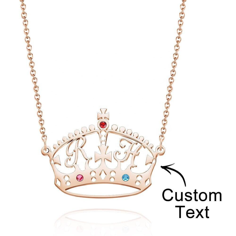 Personalized Name Letters Necklace Zircon Birthstone Necklaces Customized Letter Stainless Steel Necklace Customized Round Birthstone Name