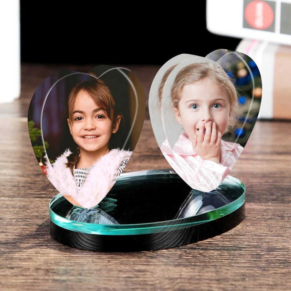 Personalized Photo Transparent Frame Heart Shaped Gift Crystal Crafts Wedding Gift Custom Picture Heart Transparent Frame Crystal Heart