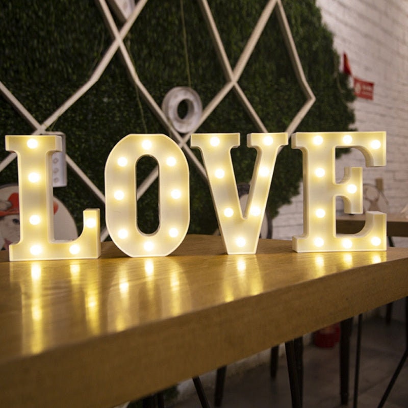 Alphabet Letter LED lights Romantic Gift Happy Birthday Letter Lights Led Light Up 26 Letters Alphabet Marque Decoration Light For Wedding