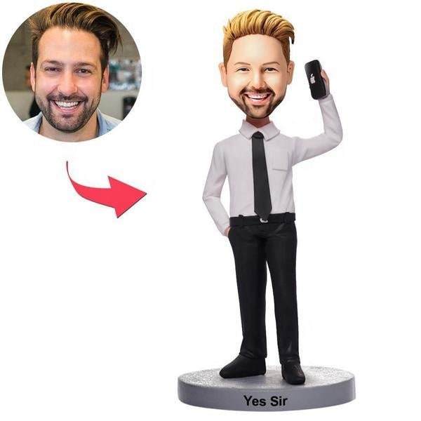 Personalized Face Photo Bobbleheads Customized Picture Text Engraved Soft Clay Sculpture Custom Clay Figurine Bobble Head