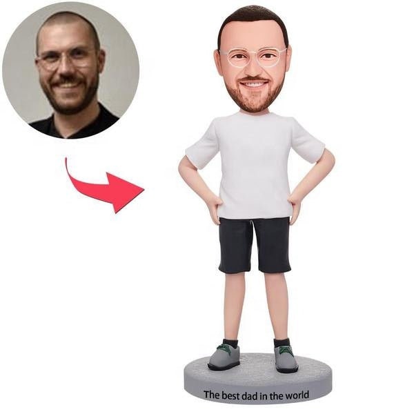 Personalized Face Photo Bobbleheads Customized Picture Text Engraved Soft Clay Sculpture Custom Clay Figurine Bobble Head