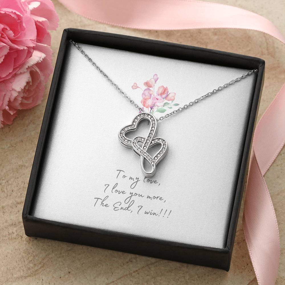 Personalized Gift Girlfriend Necklace for Her Valentines Birthday  Gift Double Hearts Necklace for Women with Message  Card