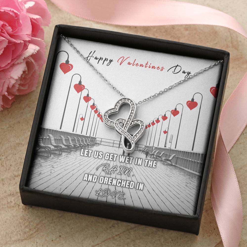 Necklace Gift, Double Hearts, Happy Valentines Day, Love Necklace, I love you,