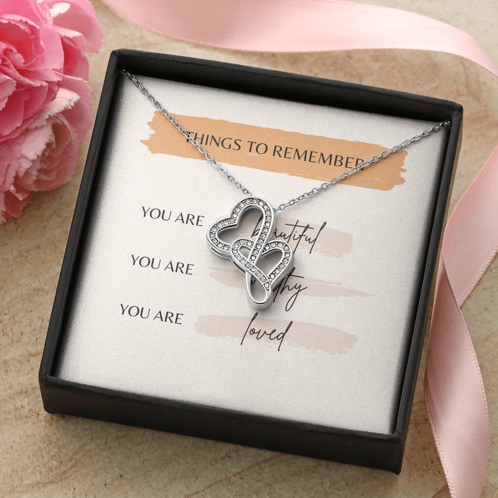 Personalized Wife Girlfriend Necklace for Her Valentines Birthday  Gift Double Hearts  Necklace for Women with Message  Card