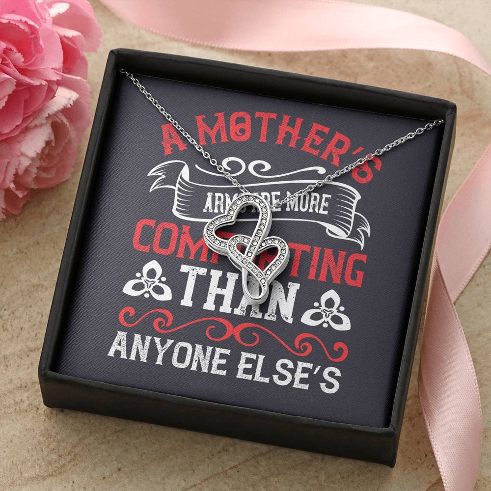 Personalized Gift Mother Necklace for Her Valentines Birthday  Gift Double Hearts Necklace for Women with Message  Card