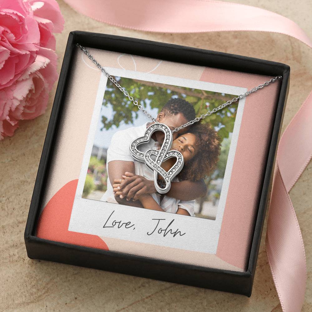 Personalized Gift Boyfriend Necklace for Her Valentines Birthday  Gift Double  Hearts Necklace for Women with Message  Card