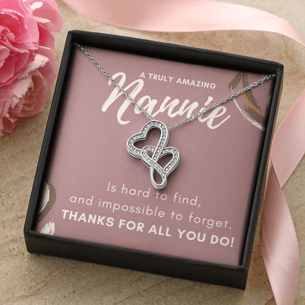 Mothers Day Gift For Nannie Double Heart love Necklace