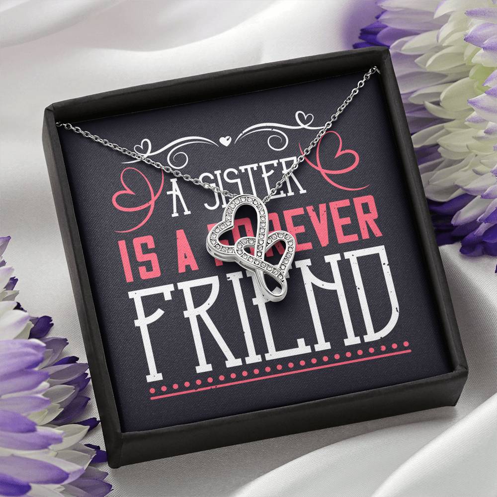 Personalized Gift Sister Necklace for Her Valentines Birthday  Gift Double Hearts Necklace for Women with Message  Card