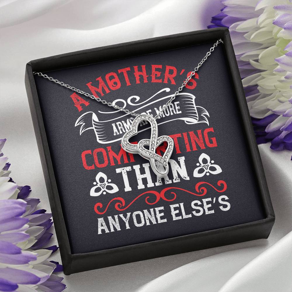 Personalized Gift Mother Necklace for Her Valentines Birthday  Gift Double Hearts Necklace for Women with Message  Card