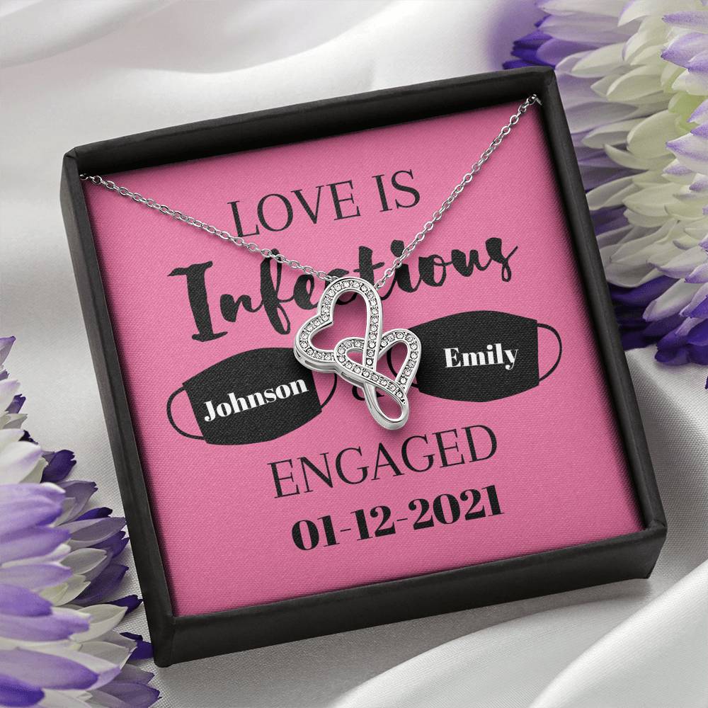 Custom Anniversary Necklace,  Engagement Necklace, Valentine Gifts, Gift for Her, Wife, Future Wife, Personalize name, Initials, Hearts