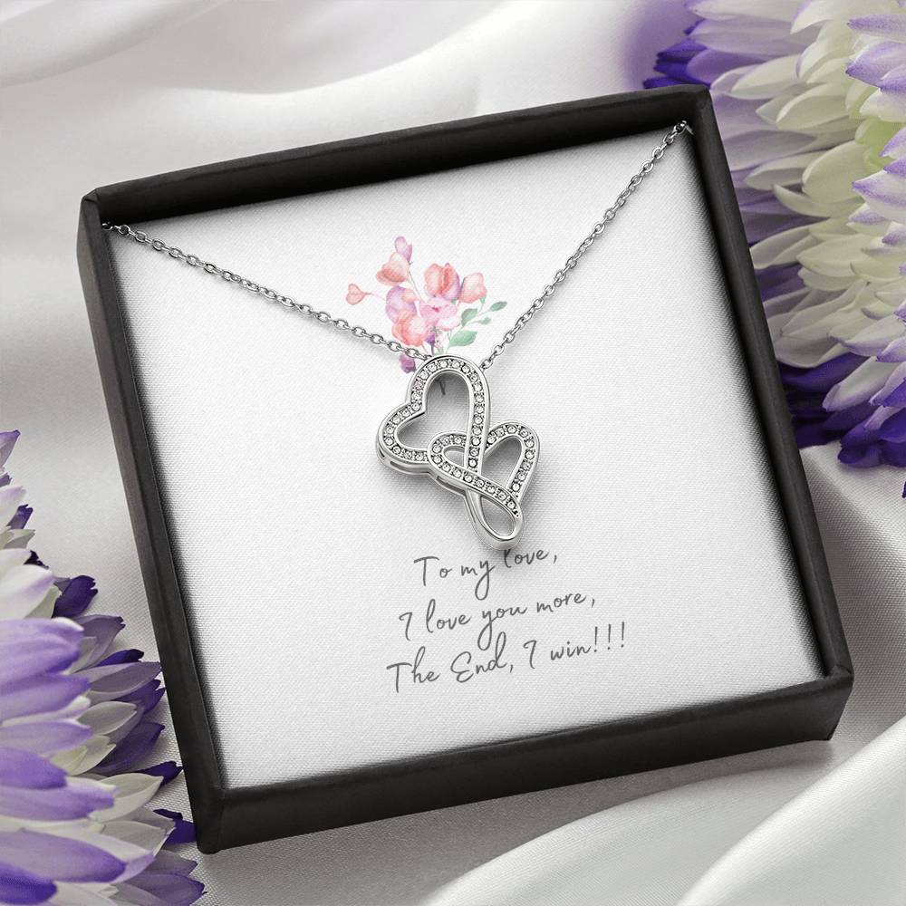 Personalized Gift Girlfriend Necklace for Her Valentines Birthday  Gift Double Hearts Necklace for Women with Message  Card