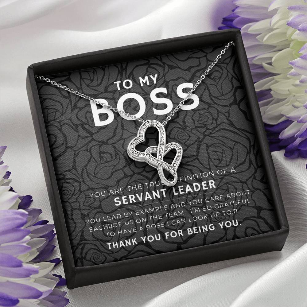 Shiny Double Heart Pendent For Women Boss Retirement And Promotion Gift