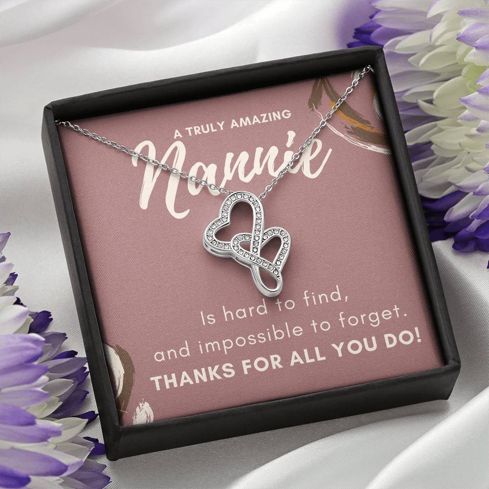 Mothers Day Gift For Nannie Double Heart love Necklace