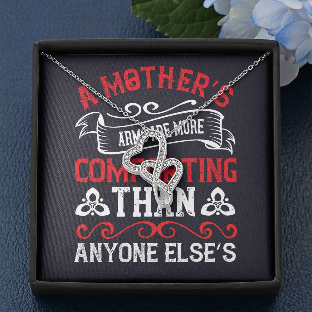 Personalized Gift Mother Necklace for Her Valentines Birthday  Gift Double Hearts Necklace for Women with Message  Card