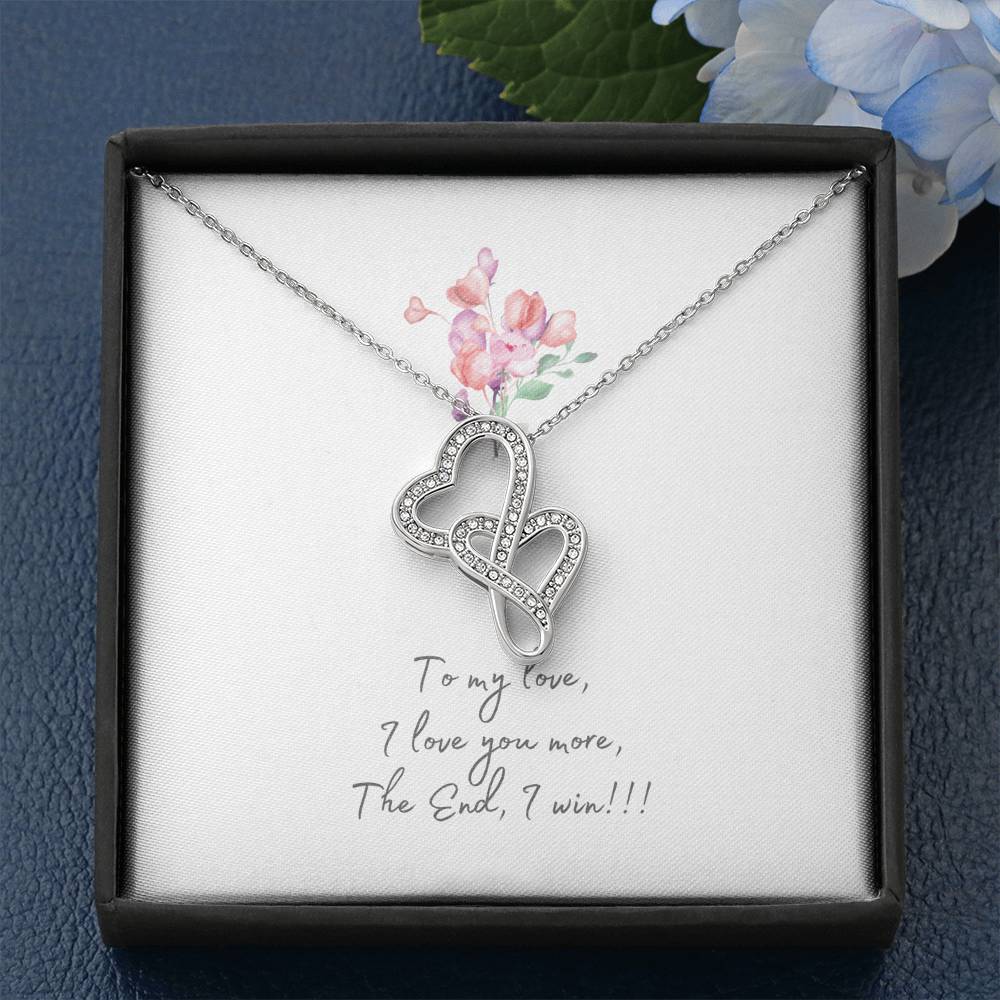 Personalized Gift Girlfriend Necklace for Her Valentines Birthday  Gift Double Hearts Necklace for Women with Message  Card