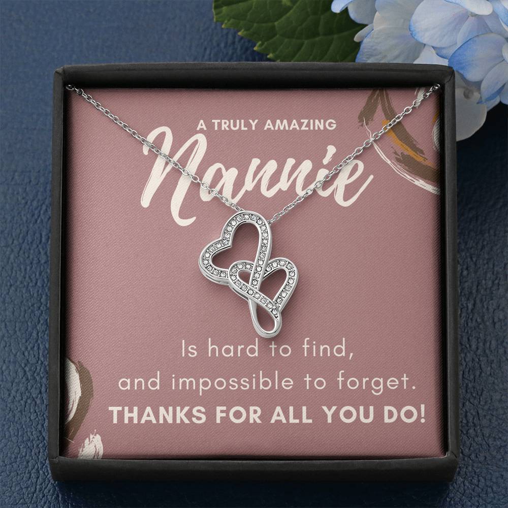 Mothers Day Gift For Nannie Double Heart love Necklace