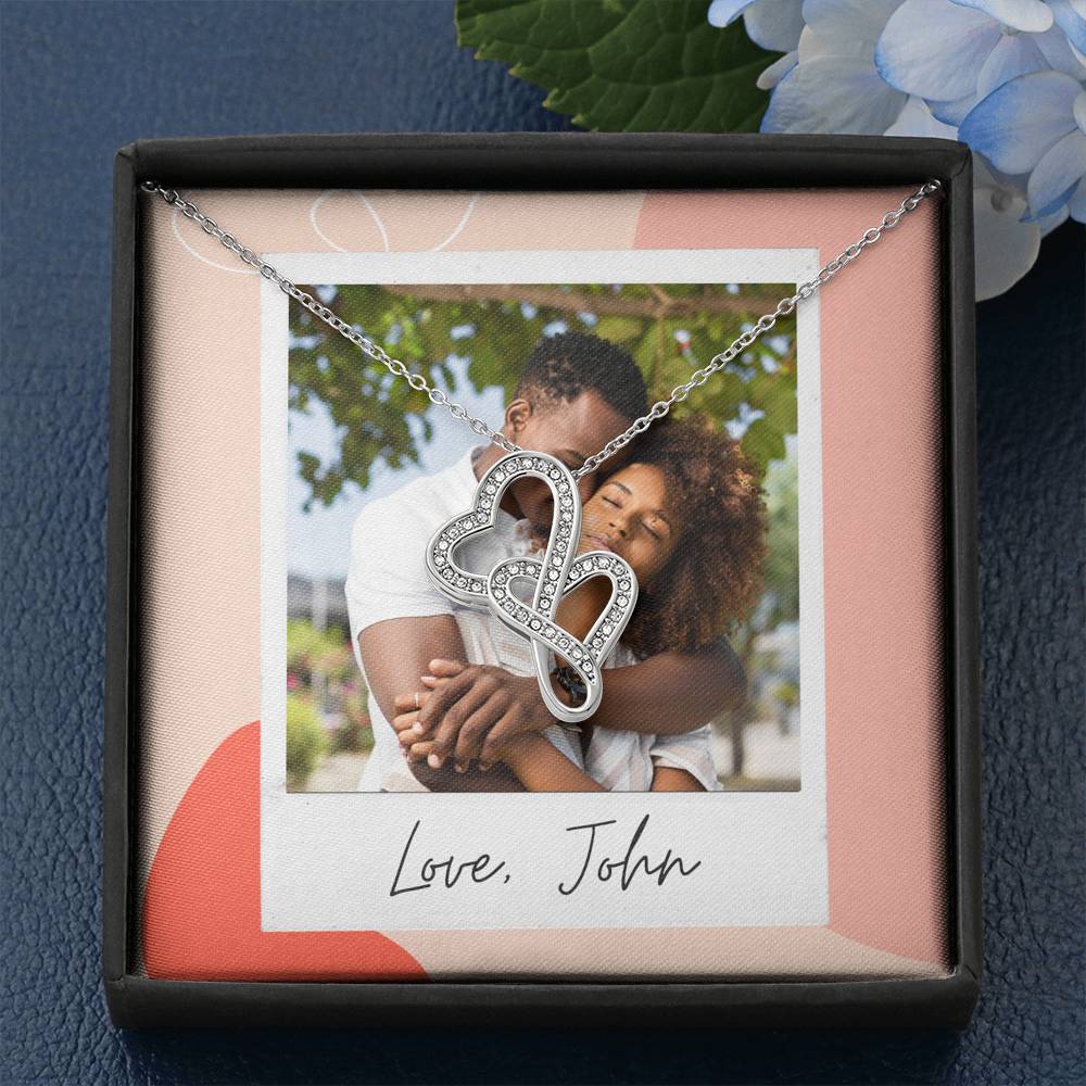 Personalized Gift Boyfriend Necklace for Her Valentines Birthday  Gift Double  Hearts Necklace for Women with Message  Card