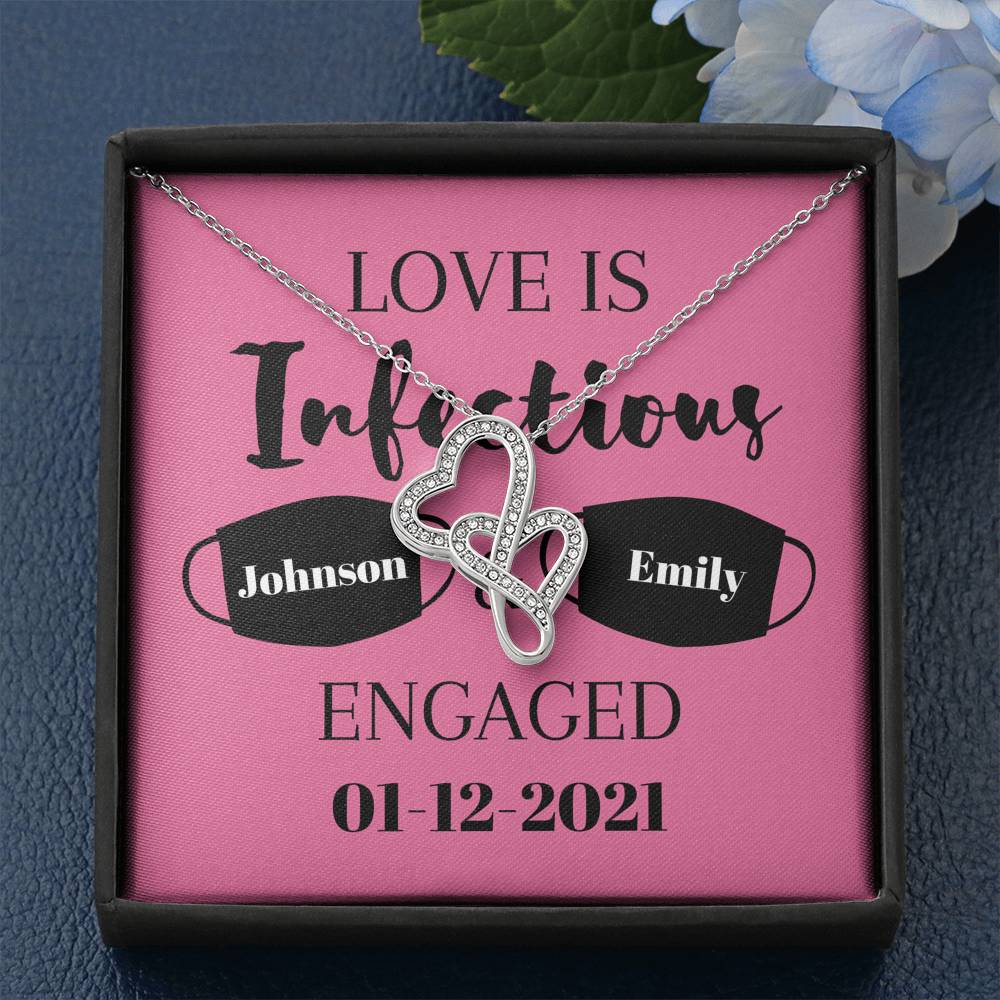 Custom Anniversary Necklace,  Engagement Necklace, Valentine Gifts, Gift for Her, Wife, Future Wife, Personalize name, Initials, Hearts