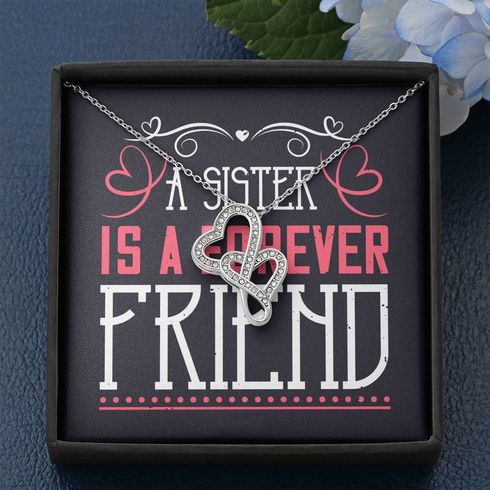 Personalized Gift Sister Necklace for Her Valentines Birthday  Gift Double Hearts Necklace for Women with Message  Card