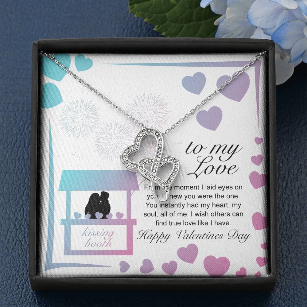 Personalized Wife Girlfriend Necklace  for Her Valentines Birthday Anniversary Gift Double Hearts Necklace for Women with Message  Card