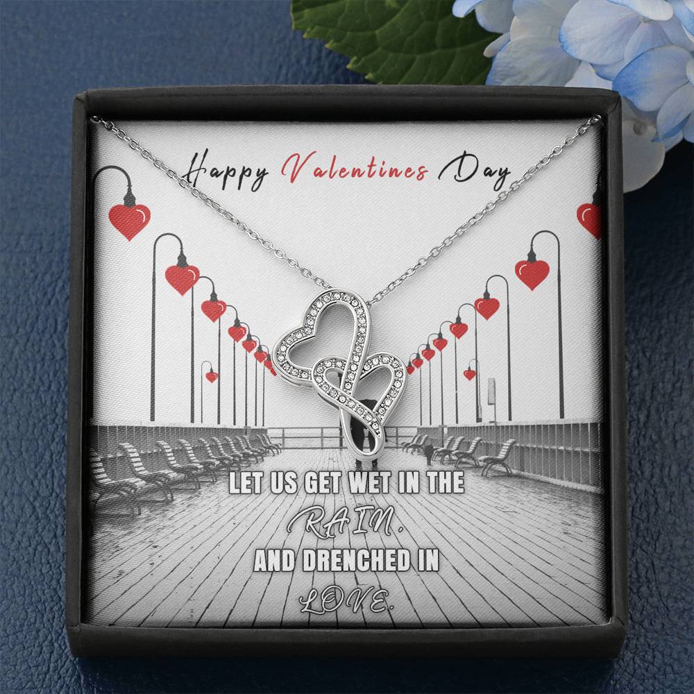 Necklace Gift, Double Hearts, Happy Valentines Day, Love Necklace, I love you,