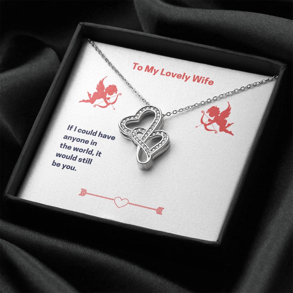 Personalized To my Wife Necklace  for Her Valentines Birthday Gift Double Hearts Necklace for Women with Message  Card