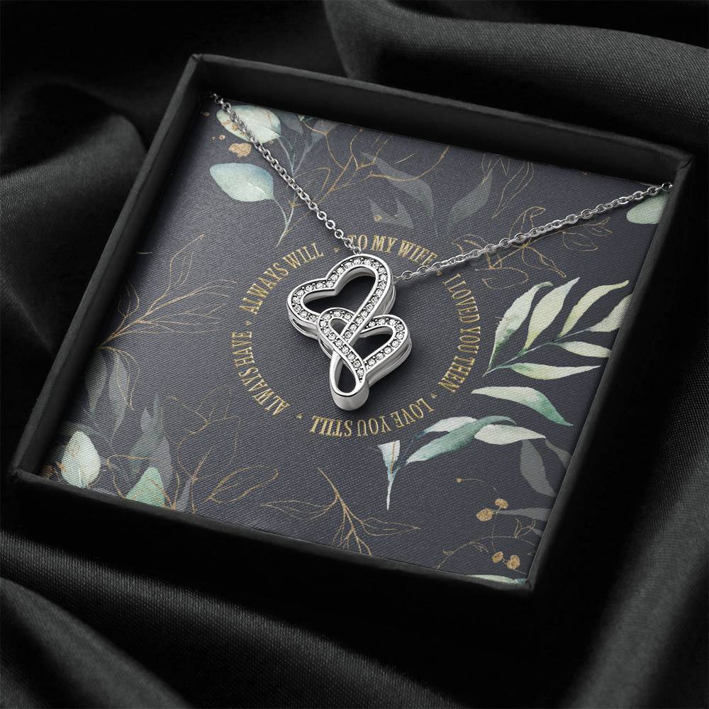 Personalized Gift Wife Necklace  for Her Valentines Birthday Anniversary Gift Double  Hearts Necklace for Women with Message  Card