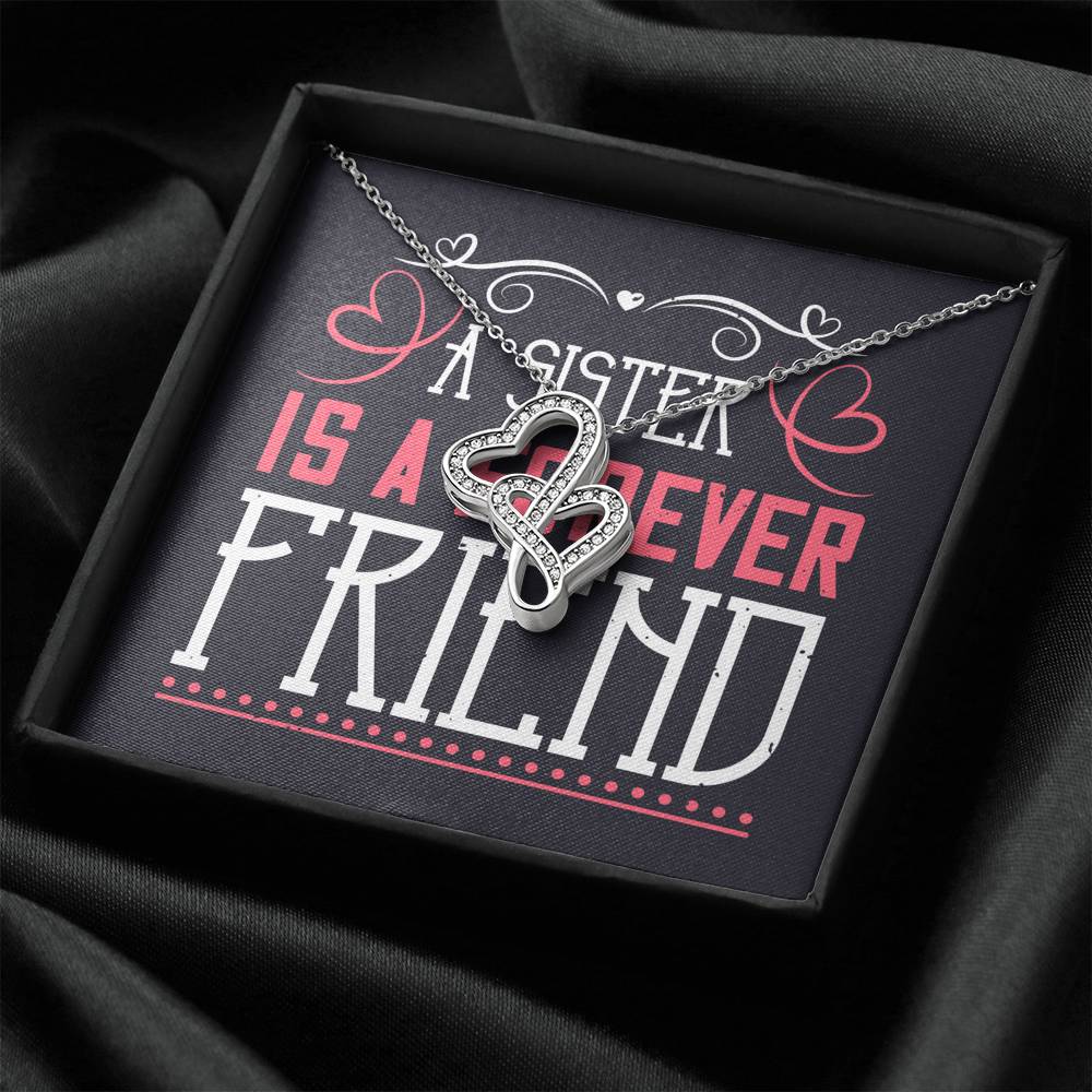 Personalized Gift Sister Necklace for Her Valentines Birthday  Gift Double Hearts Necklace for Women with Message  Card