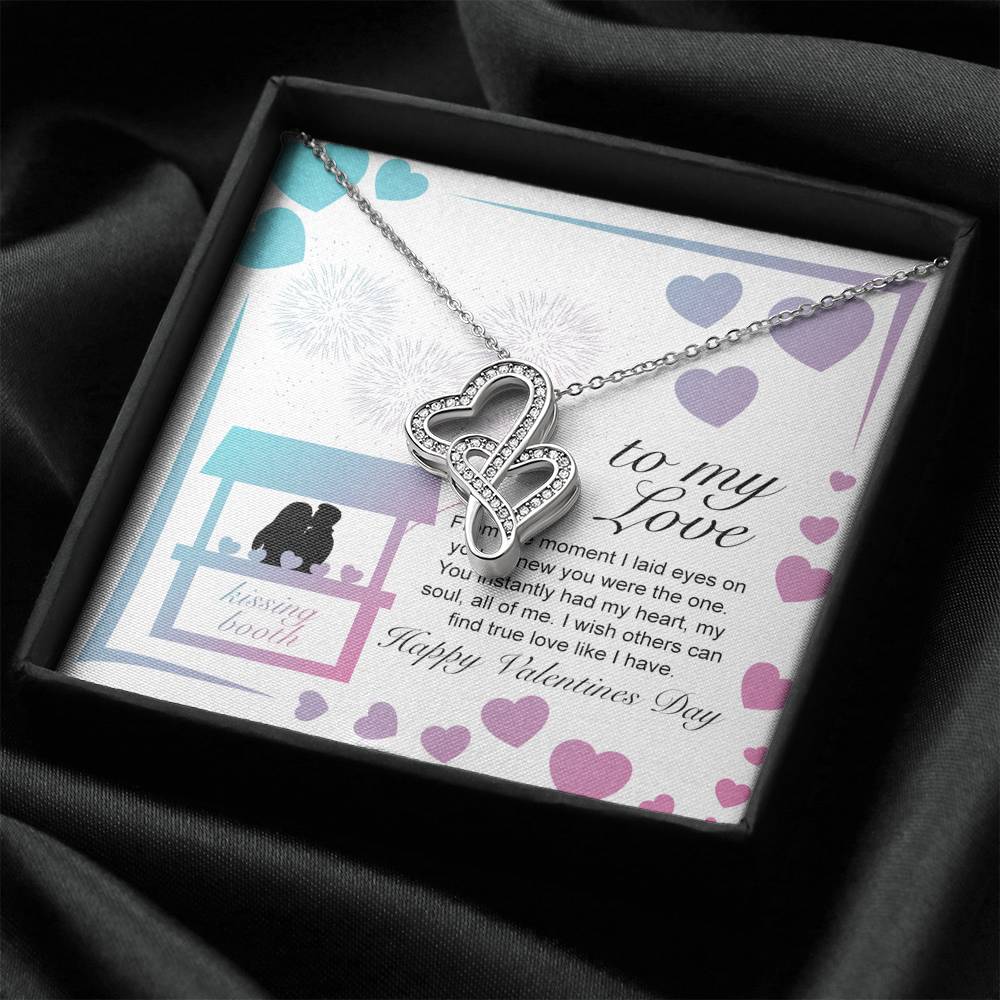 Personalized Wife Girlfriend Necklace  for Her Valentines Birthday Anniversary Gift Double Hearts Necklace for Women with Message  Card