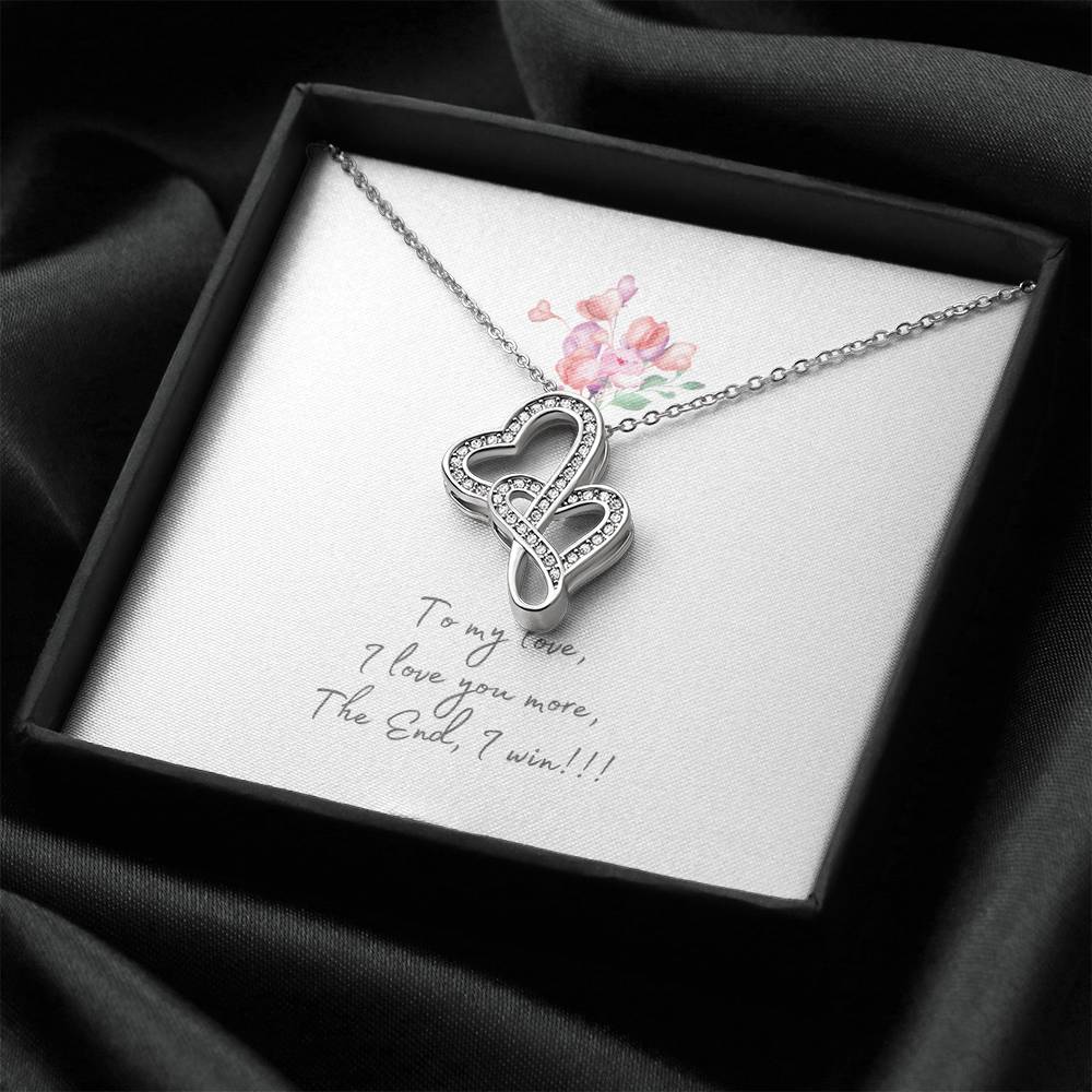 Personalized Gift Girlfriend Necklace for Her Valentines Birthday  Gift Double Hearts Necklace for Women with Message  Card