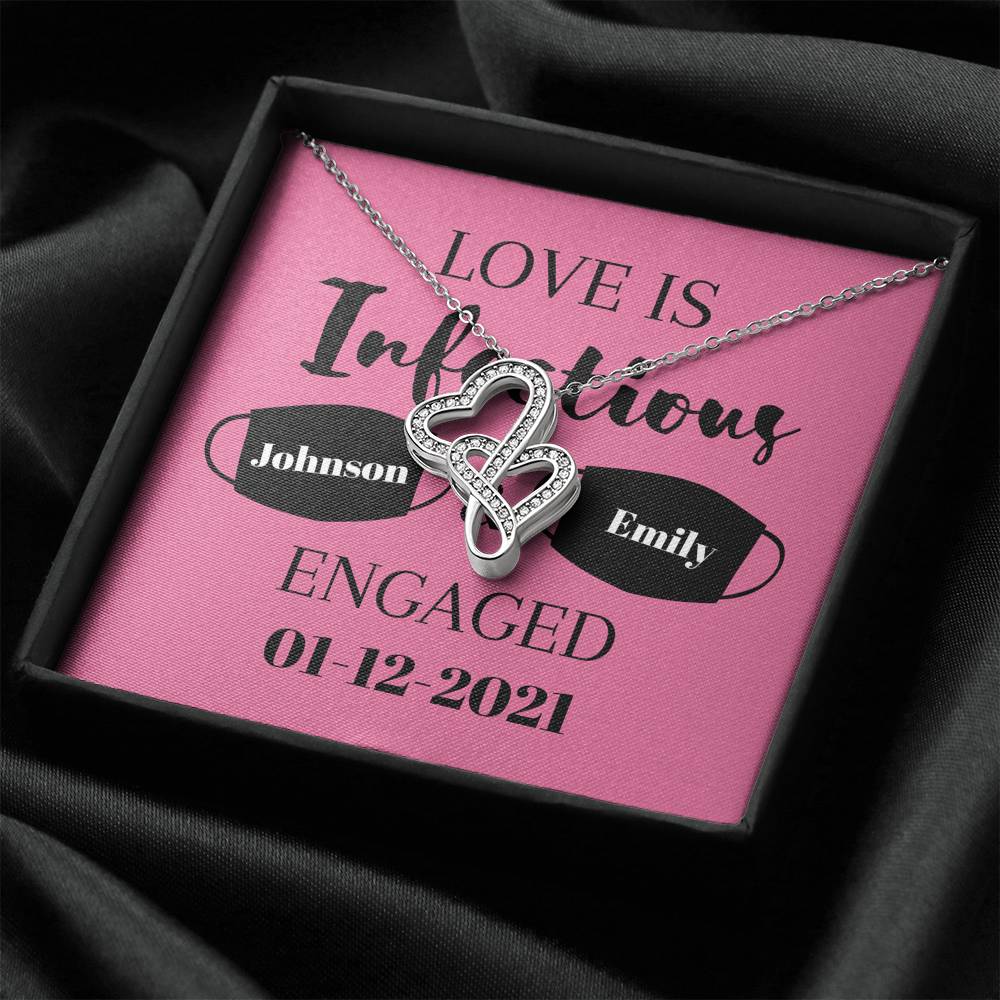 Custom Anniversary Necklace,  Engagement Necklace, Valentine Gifts, Gift for Her, Wife, Future Wife, Personalize name, Initials, Hearts