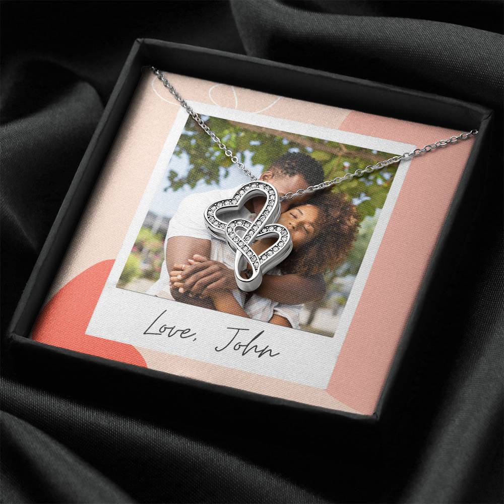 Personalized Gift Boyfriend Necklace for Her Valentines Birthday  Gift Double  Hearts Necklace for Women with Message  Card
