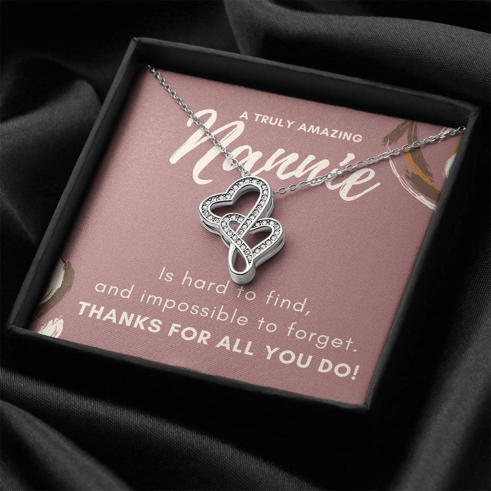 Mothers Day Gift For Nannie Double Heart love Necklace