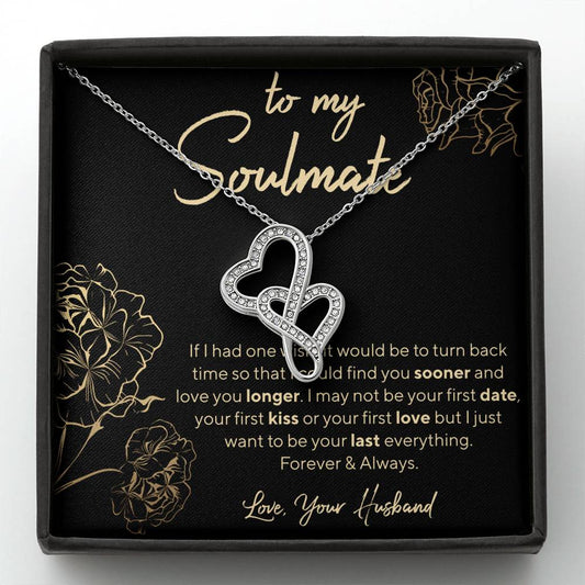 Personalized Necklace, Soulmate Necklace, Hearts Necklace, Valentine Day Gift for Her, Pendant Necklace Wife, Gift for Girlfriend, Personalized Message Card