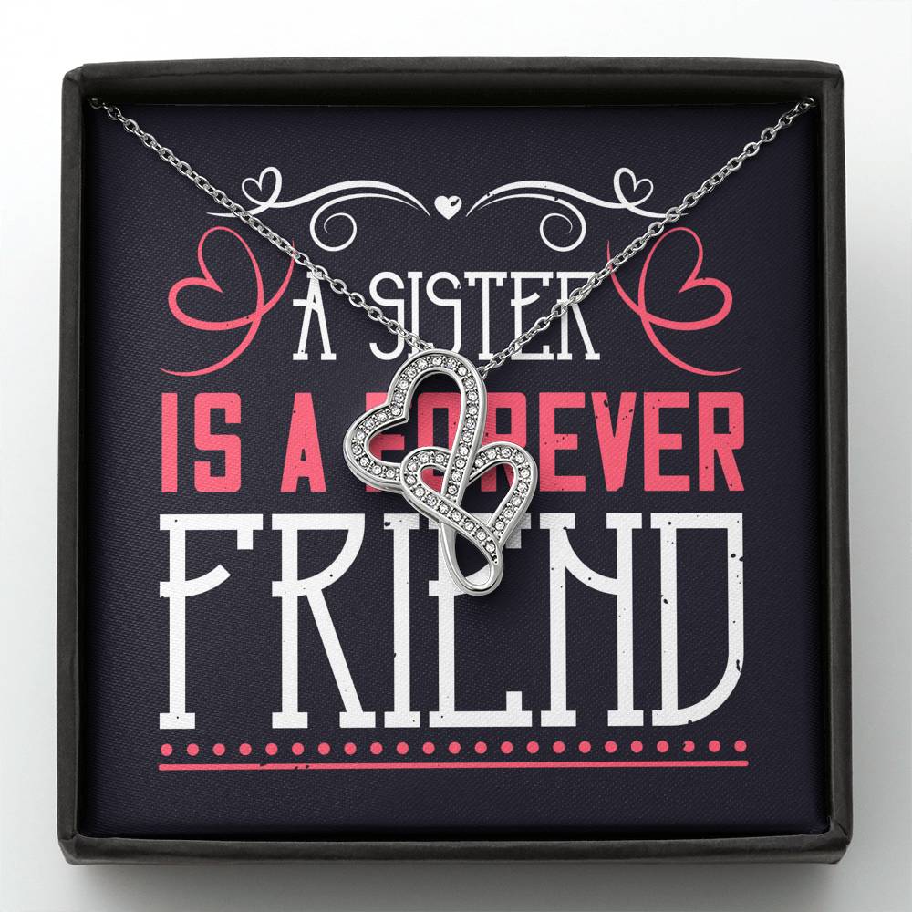 Personalized Gift Sister Necklace for Her Valentines Birthday  Gift Double Hearts Necklace for Women with Message  Card