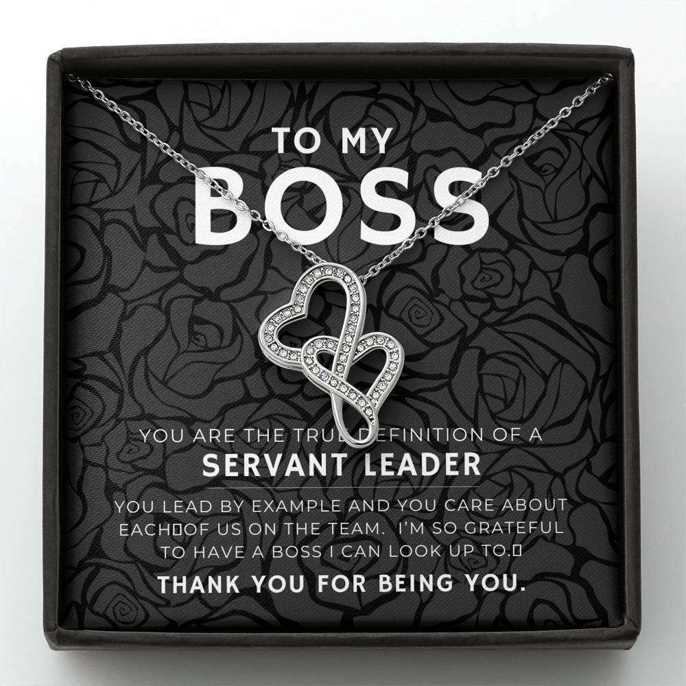 Shiny Double Heart Pendent For Women Boss Retirement And Promotion Gift