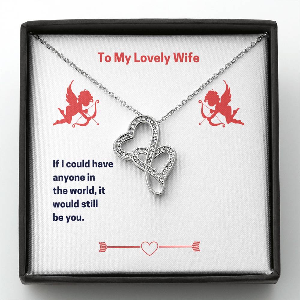Personalized To my Wife Necklace  for Her Valentines Birthday Gift Double Hearts Necklace for Women with Message  Card