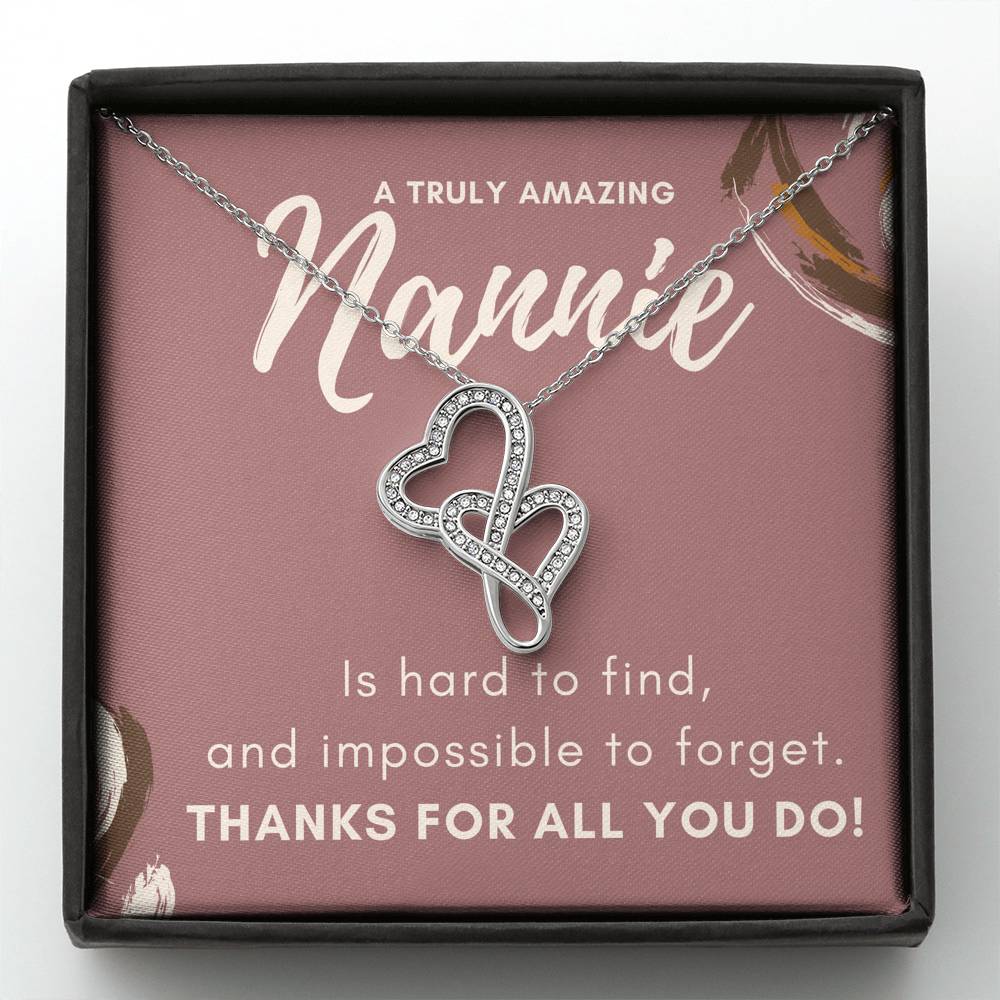 Mothers Day Gift For Nannie Double Heart love Necklace