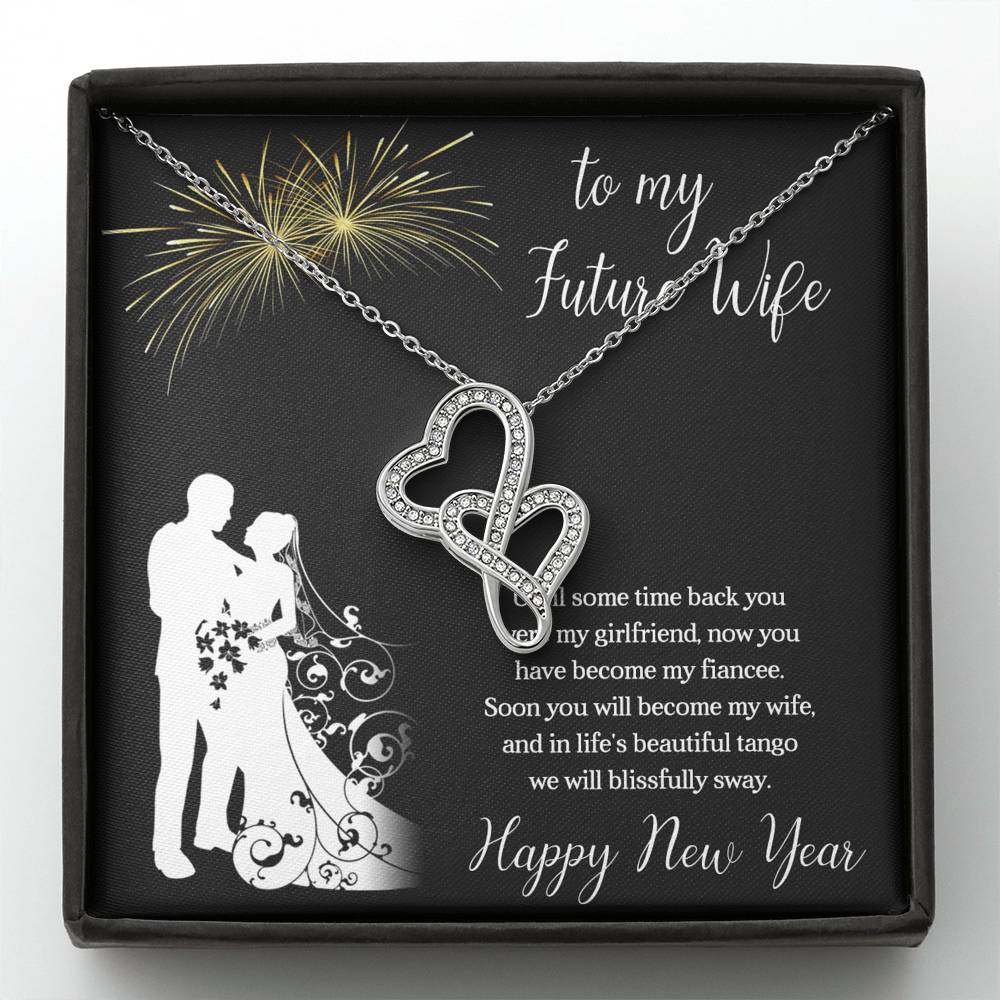 To My Future Wife Necklace for Women Personalized Birthday Anniversary Valentines Engagement Gift Double Hearts Necklace with Message Card from Husband Silver Jewelry for Women