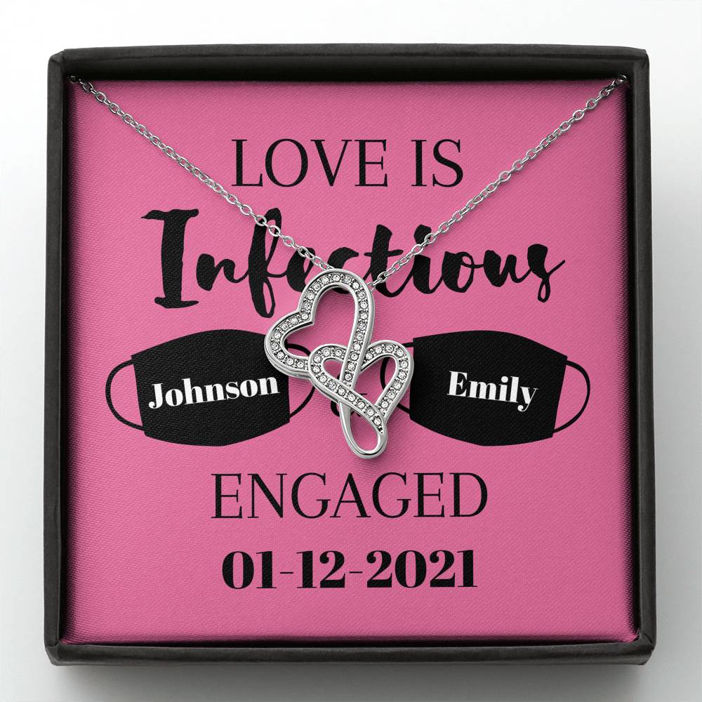 Custom Anniversary Necklace,  Engagement Necklace, Valentine Gifts, Gift for Her, Wife, Future Wife, Personalize name, Initials, Hearts