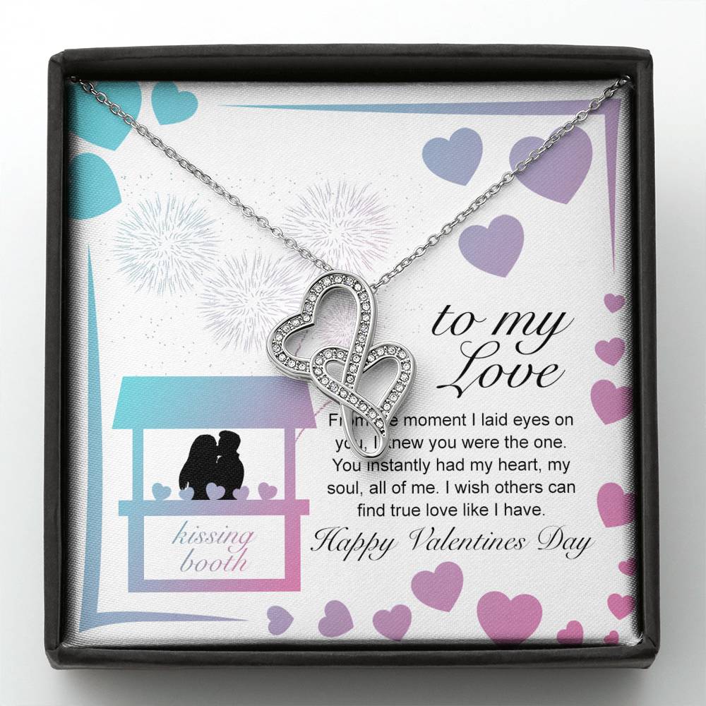 Personalized Wife Girlfriend Necklace  for Her Valentines Birthday Anniversary Gift Double Hearts Necklace for Women with Message  Card